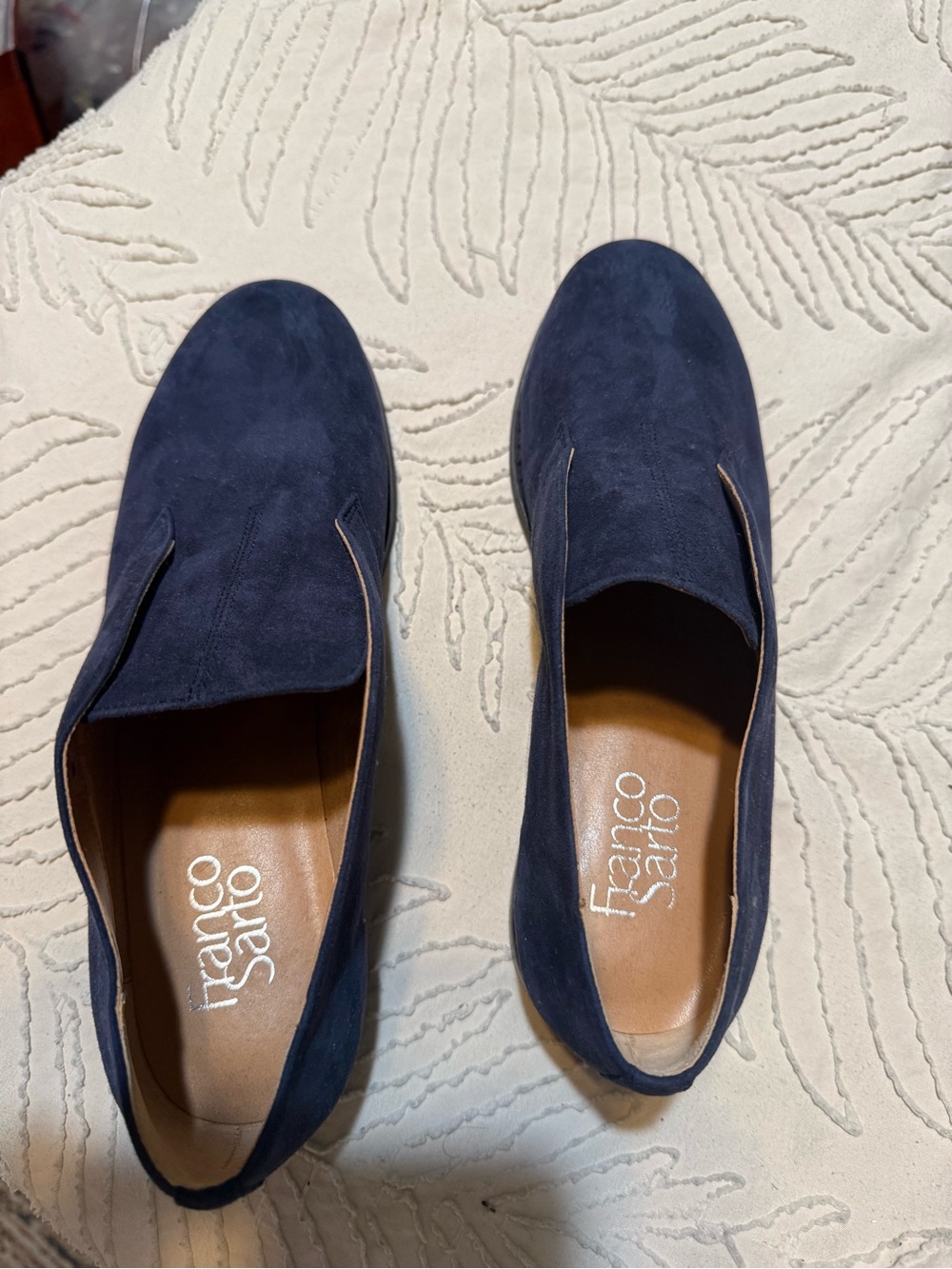 Franco Sarto Navy Suede Slip-On Loafers